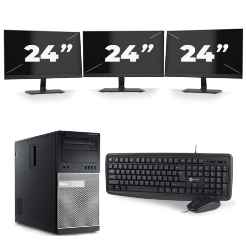 Refurbished Dell Optiplex 790 Micro Tower - Intel Core i5-2e Generatie - 8GB RAM - 256GB SSD - Windows 10 + 3x 24 inch Monitor Tweedehands