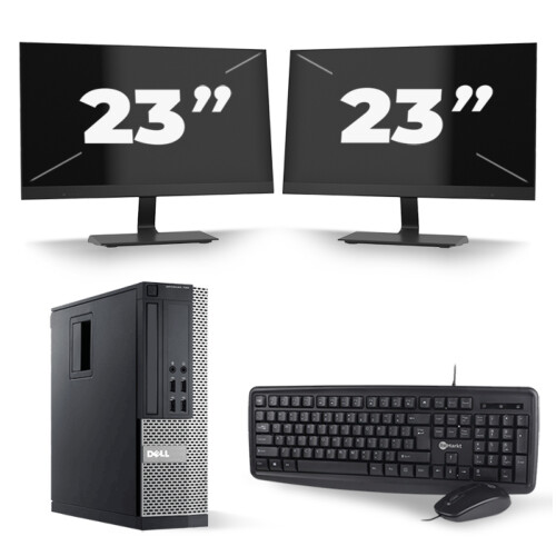 Refurbished Dell Optiplex 790 SFF - Intel Core i5-2e Generatie - 8GB RAM - 256GB SSD - Windows 10 + 2x 23 inch Monitor Tweedehands