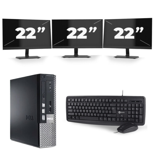 Refurbished Dell Optiplex 790 USFF - Intel Core i5-2e Generatie - 8GB RAM - 256GB SSD - Windows 10 + 3x 22 inch Monitor Tweedehands