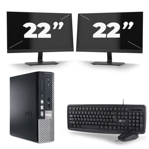 Refurbished Dell Optiplex 790 USFF - Intel Core i5-2e Generatie - 8GB RAM - 256GB SSD - Windows 10 + 2x 22 inch Monitor Tweedehands