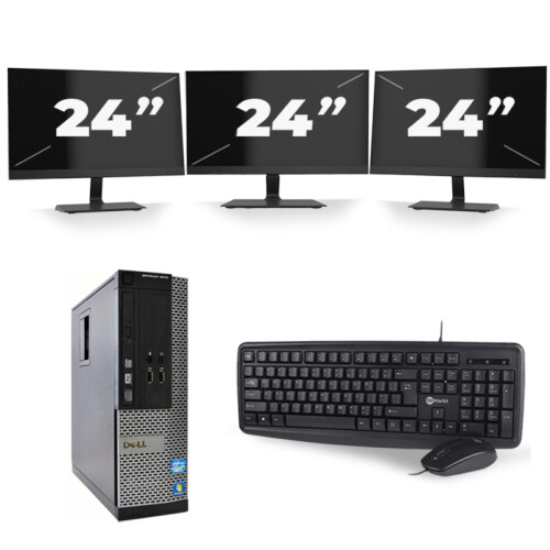 Refurbished Dell Optiplex 9020 SFF - Intel Core i5-4e Generatie - 8GB RAM - 256GB SSD - Windows 10 + 3x 24 inch Monitor Tweedehands