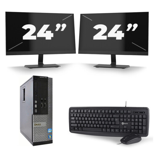 Refurbished Dell Optiplex 9020 SFF - Intel Core i5-4e Generatie - 8GB RAM - 256GB SSD - Windows 10 + 2x 24 inch Monitor Tweedehands