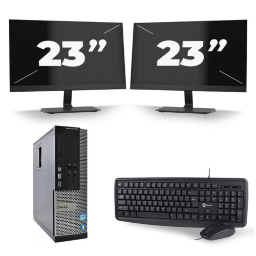 Refurbished Dell Optiplex 9020 SFF - Intel Core i7-4e Generatie - 16GB RAM - 256GB SSD - Windows 10 + 2x 23 inch Monitor Tweedehands