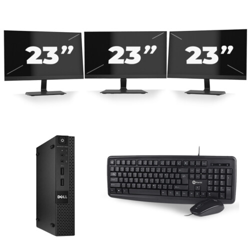 Refurbished Dell Optiplex 9020M USFF - Intel Core i5-4e Generatie - 8GB RAM - 256GB SSD - Windows 10 + 3x 23 inch Monitor Tweedehands