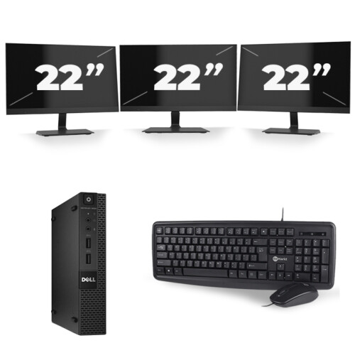 Refurbished Dell Optiplex 9020M USFF - Intel Core i5-4e Generatie - 8GB RAM - 256GB SSD - Windows 10 + 3x 22 inch Monitor Tweedehands