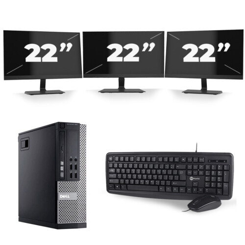 Refurbished Dell Optiplex 990 SFF - Intel Core i5-2e Generatie - 8GB RAM - 256GB SSD - Windows 10 + 3x 22 inch Monitor Tweedehands