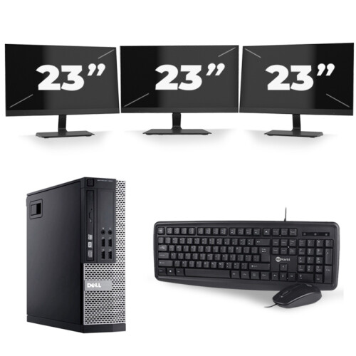 Refurbished Dell Optiplex 990 SFF - Intel Core i5-2e Generatie - 8GB RAM - 256GB SSD - Windows 10 + 3x 23 inch Monitor Tweedehands