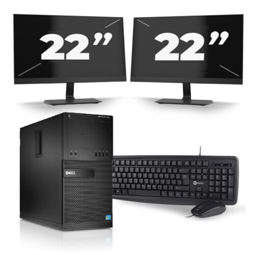 Refurbished Dell Optiplex XE2 Micro Tower - Intel Core i5-4e Generatie - 8GB RAM - 256GB SSD - Windows 10 + 2x 22 inch Monitor Tweedehands