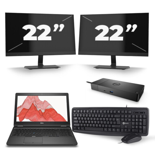 Refurbished Dell Precision 3530 - Intel Core i7-8e Generatie - 15 inch - 16GB RAM - 256GB SSD - Windows 11 + 2x 22 inch Monitor Tweedehands