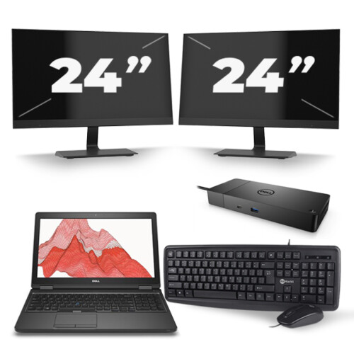 Refurbished Dell Precision 3530 - Intel Core i7-8e Generatie - 15 inch - 16GB RAM - 256GB SSD - Windows 11 + 2x 24 inch Monitor Tweedehands