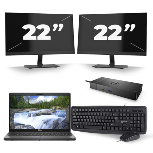 Refurbished Dell Precision 3541 - Intel Core i7-9e Generatie - 15 inch - 16GB RAM - 256GB SSD - Windows 11 + 2x 22 inch Monitor Tweedehands