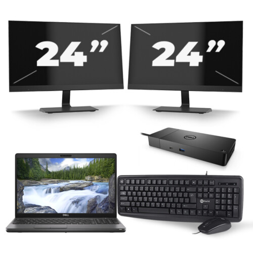 Refurbished Dell Precision 3541 - Intel Core i7-9e Generatie - 15 inch - 16GB RAM - 256GB SSD - Windows 11 + 2x 24 inch Monitor Tweedehands