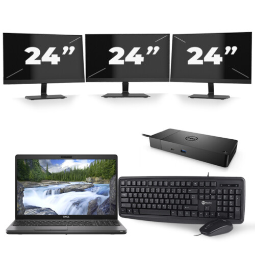 Refurbished Dell Precision 3541 - Intel Core i7-9e Generatie - 15 inch - 8GB RAM - 256GB SSD - Windows 11 + 3x 24 inch Monitor Tweedehands