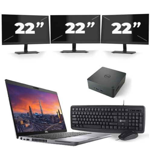 Refurbished Dell Precision 3550 - Intel Core i7-10e Generatie - 15 inch - 8GB RAM - 256GB SSD - Windows 11 + 3x 22 inch Monitor Tweedehands