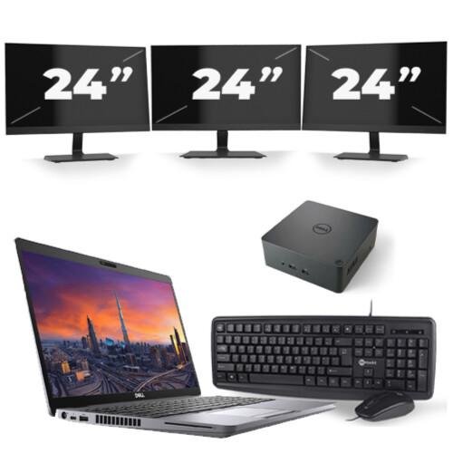 Refurbished Dell Precision 3550 - Intel Core i7-10e Generatie - 15 inch - 16GB RAM - 256GB SSD - Windows 11 + 3x 24 inch Monitor Tweedehands