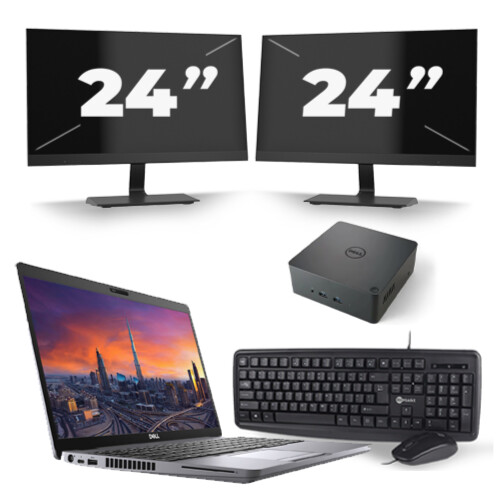 Refurbished Dell Precision 3550 - Intel Core i7-10e Generatie - 15 inch - 8GB RAM - 256GB SSD - Windows 11 + 2x 24 inch Monitor Tweedehands