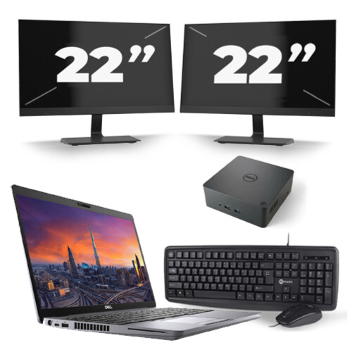 Refurbished Dell Precision 3550 - Intel Core i7-10e Generatie - 15 inch - 8GB RAM - 256GB SSD - Windows 11 + 2x 22 inch Monitor Tweedehands