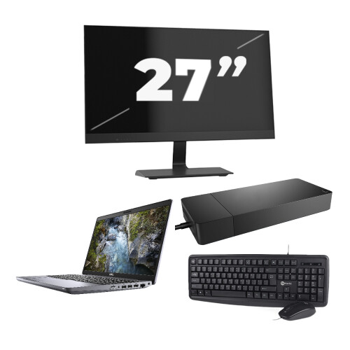 Refurbished Dell Precision 3551 - Intel Core i7-10e Generatie - 15 inch - 16GB RAM - 256GB SSD - GPU - Windows 11 Home + 1x 27 inch Monitor Tweedehands