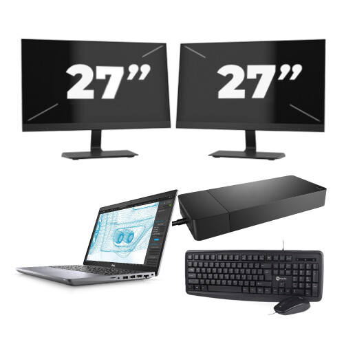 Refurbished Dell Precision 3561 - Intel Core i7-11e Generatie - 15 inch - 16GB RAM - 256GB SSD - GPU - Windows 11 Home + 2x 27 inch Monitor Tweedehands