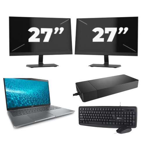 Refurbished Dell Precision 3571 - Intel Core i5-12e Generatie - 15 inch - 16GB RAM - 256GB SSD - GPU - Windows 11 Home + 2x 27 inch Monitor Tweedehands