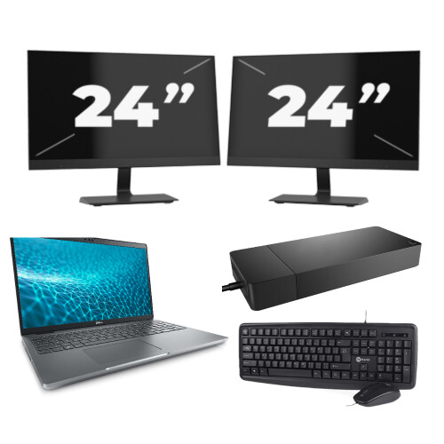 Refurbished Dell Precision 3571 - Intel Core i5-12e Generatie - 15 inch - 8GB RAM - 256GB SSD - Windows 11 Home + 2x 24 inch Monitor Tweedehands