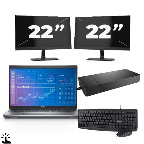 Refurbished Dell Precision 3571 - Intel Core i5-12e Generatie - 15 inch - Touch - 16GB RAM - 256GB SSD - Windows 11 Home + 2x 22 inch Monitor Tweedehands