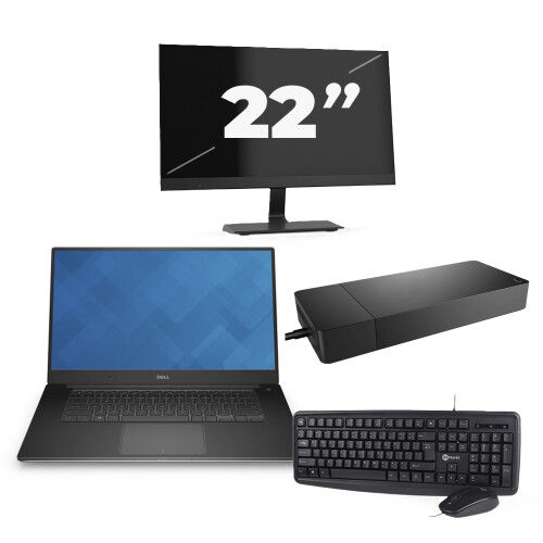 Refurbished Dell Precision 5510 - Intel Core i7-6e Generatie - 15 inch - 16GB RAM - 256GB SSD - Windows 11 + 1x 22 inch Monitor Tweedehands