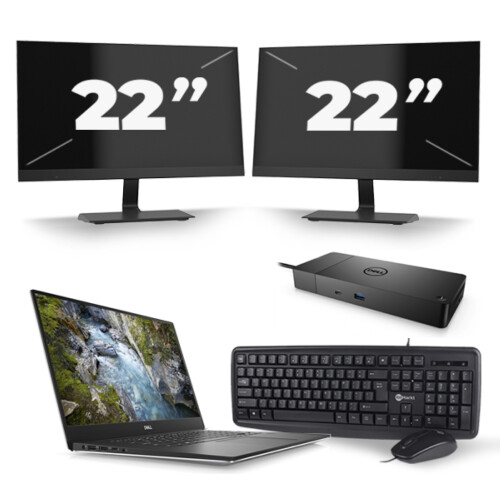 Refurbished Dell Precision 5540 - Intel Core i7-9e Generatie - 15 inch - 16GB RAM - 256GB SSD - Windows 11 + 2x 22 inch Monitor Tweedehands