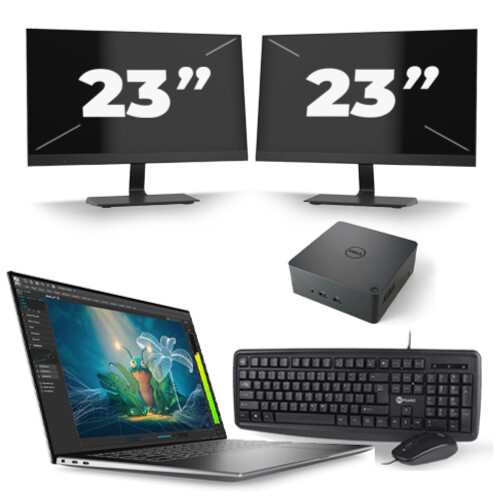 Refurbished Dell Precision 5570 - Intel Core i7-12e Generatie - 15 inch - 16GB RAM - 256GB SSD - Windows 11 Home + 2x 23 inch Monitor Tweedehands