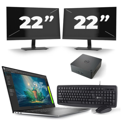 Refurbished Dell Precision 5570 - Intel Core i7-12e Generatie - 15 inch - 16GB RAM - 256GB SSD - Windows 11 Home + 2x 22 inch Monitor Tweedehands