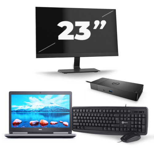 Refurbished Dell Precision 7520 - Intel Core i7-7e Generatie - 15 inch - 16GB RAM - 256GB SSD - Windows 11 + 1x 23 inch Monitor Tweedehands