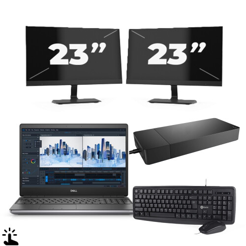 Refurbished Dell Precision 7560 - Intel Core i7-11e Generatie - 15 inch - Touch - 16GB RAM - 256GB SSD - Windows 11 Home + 2x 23 inch Monitor Tweedehands