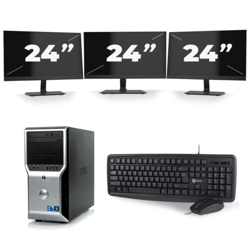Refurbished Dell Precision T1500 Micro Tower - Intel Core i5-1e Generatie - 8GB RAM - 256GB SSD - Windows 10 + 3x 24 inch Monitor Tweedehands