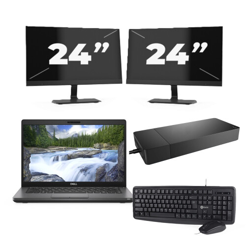 Refurbished Dell Vostro 14 5401 - Intel Core i5-10e Generatie - 14 inch - 16GB RAM - 256GB SSD - Windows 11 Home + 2x 24 inch Monitor Tweedehands