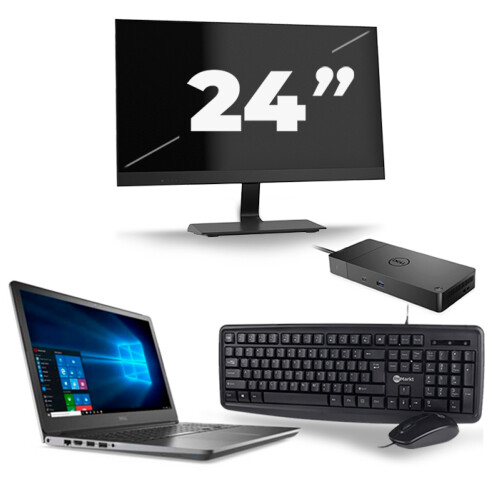 Refurbished Dell Vostro 5568 - Intel Core i5-7e Generatie - 15 inch - 8GB RAM - 256GB SSD - Windows 11 + 1x 24 inch Monitor Tweedehands