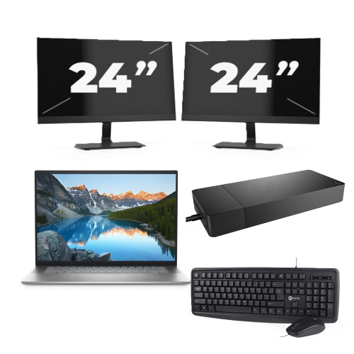 Refurbished Dell Vostro 5625 - AMD Ryzen 7 5825U - 16 inch - 8GB RAM - 256GB SSD - Windows 11 Home + 2x 24 inch Monitor Tweedehands