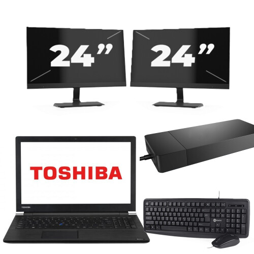 Refurbished Dynabook Satellite Pro A50-EC - Intel Core i3-8e Generatie - 15 inch - 8GB RAM - 256GB SSD - Windows 11 Home + 2x 24 inch Monitor Tweedehands