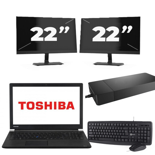 Refurbished Dynabook Satellite Pro A50-EC - Intel Core i3-8e Generatie - 15 inch - 8GB RAM - 256GB SSD - Windows 11 Home + 2x 22 inch Monitor Tweedehands