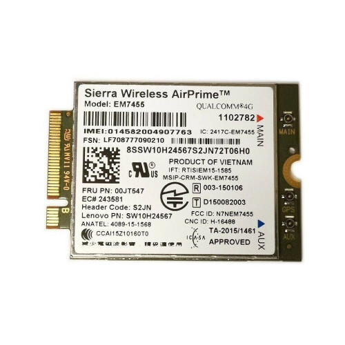 Refurbished EM7455 4G LTE NGFF WWAN Card for Lenovo ThinkPad T470 & etc, Pulled [IM002] Tweedehands