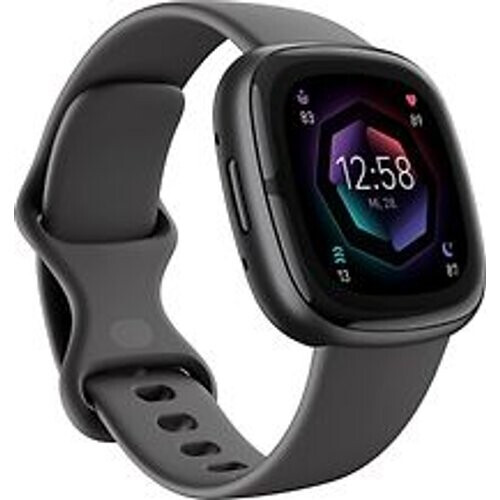 Refurbished Fitbit Sense 2 40 mm grafiet met een siliconen polsband nachtgrijs [wifi] Tweedehands