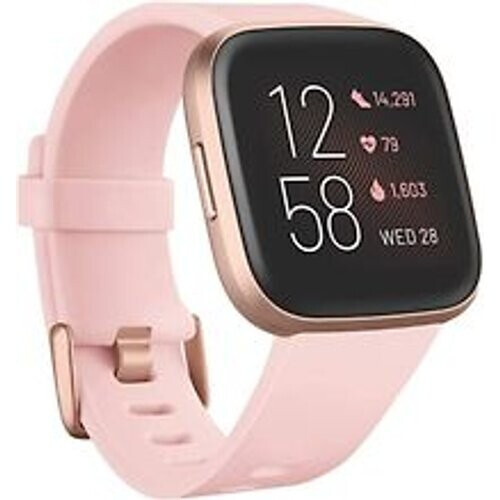Refurbished Fitbit Versa 2 40 mm aluminium rosé koper met siliconen polsband créme [wifi] Tweedehands