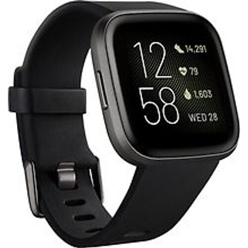 Refurbished Fitbit Versa 40 mm aluminium koolstof met siliconen armband [wifi] zwart Tweedehands