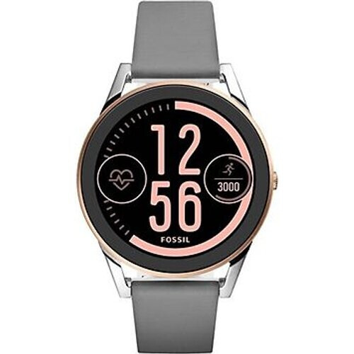 Refurbished Fossil Control 45 mm goud met siliconen armband grijs [wifi, 3e generatie] Tweedehands