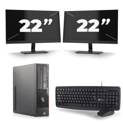 Refurbished Fujitsu Esprimo E710 SFF - Intel Core i5-3e Generatie - 8GB RAM - 256GB SSD - Windows 10 + 2x 22 inch Monitor Tweedehands