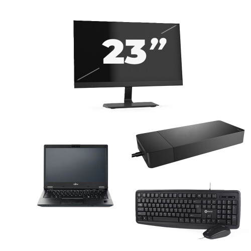 Refurbished Fujitsu LIFEBOOK E5410 - Intel Core i3-10e Generatie - 14 inch - 8GB RAM - 256GB SSD - Windows 11 Home + 1x 23 inch Monitor Tweedehands