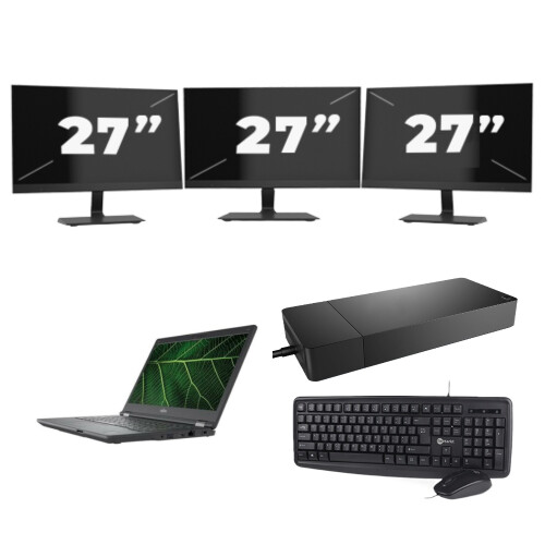 Refurbished Fujitsu LIFEBOOK E5411 - Intel Core i5-11e Generatie - 14 inch - 16GB RAM - 256GB SSD - Windows 11 Home + 3x 27 inch Monitor Tweedehands