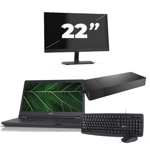 Refurbished Fujitsu LIFEBOOK E5411 - Intel Core i5-11e Generatie - 14 inch - 8GB RAM - 256GB SSD - Windows 11 Home + 1x 22 inch Monitor Tweedehands