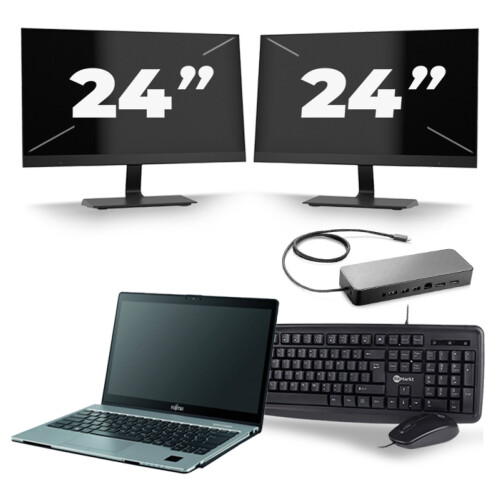 Refurbished Fujitsu LifeBook S938 - Intel Core i7-8e Generatie - 13 inch - 8GB RAM - 256GB SSD - Windows 11 + 2x 24 inch Monitor Tweedehands