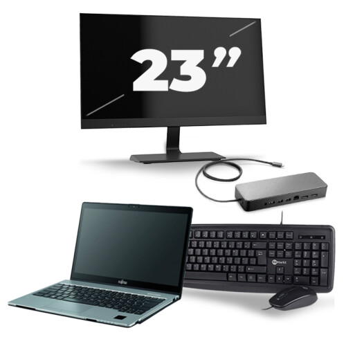 Refurbished Fujitsu LifeBook S938 - Intel Core i7-8e Generatie - 13 inch - 8GB RAM - 256GB SSD - Windows 11 + 1x 23 inch Monitor Tweedehands