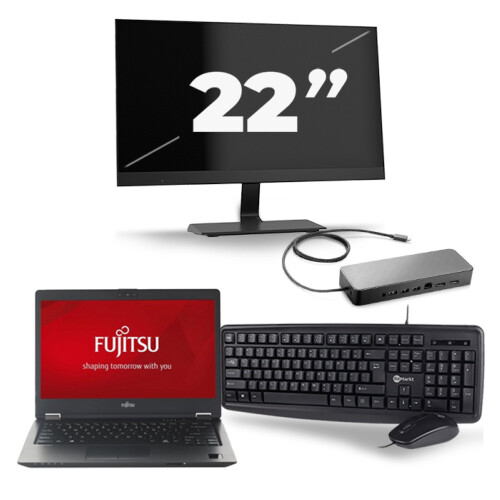 Refurbished Fujitsu LifeBook U728 - Intel Core i7-8e Generatie - 12 inch - 16GB RAM - 256GB SSD - Windows 11 + 1x 22 inch Monitor Tweedehands